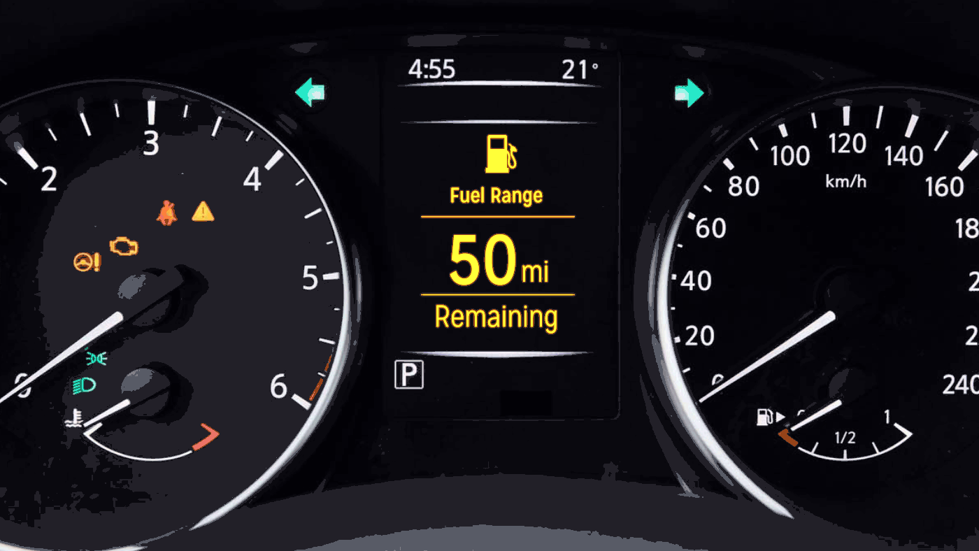 Up close view of a speedometer in a car dashboard that is going up and down in speed.