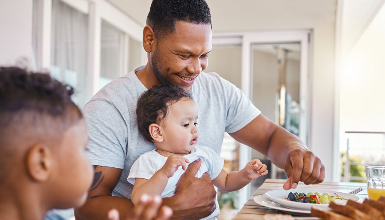 A family having lunch together