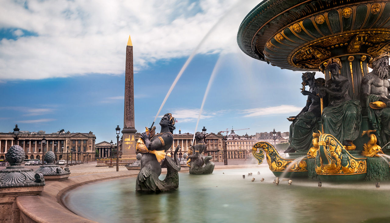 Paris, fountain at Concorde Square ( Place de la Concorde)