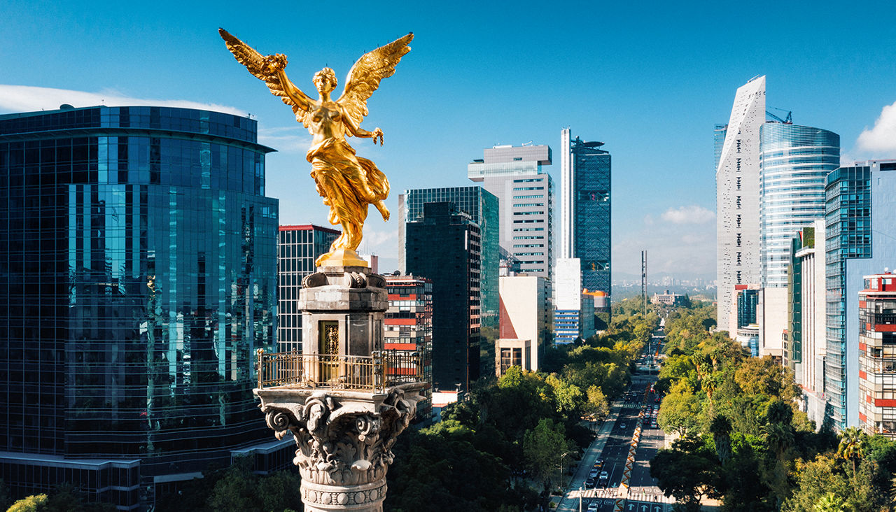 Aerial view of Independence Monument Mexico City