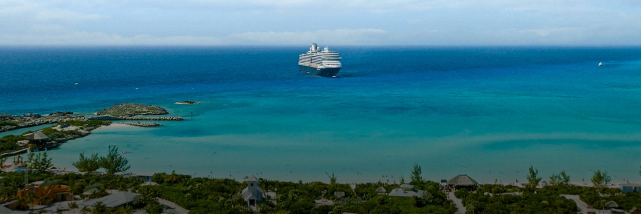 Holland America Eurodam Cruise Ship arriving at Half Moon Cay