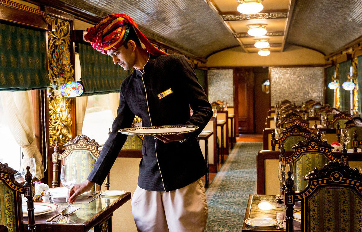 Dining service on board the Maharajas' Express