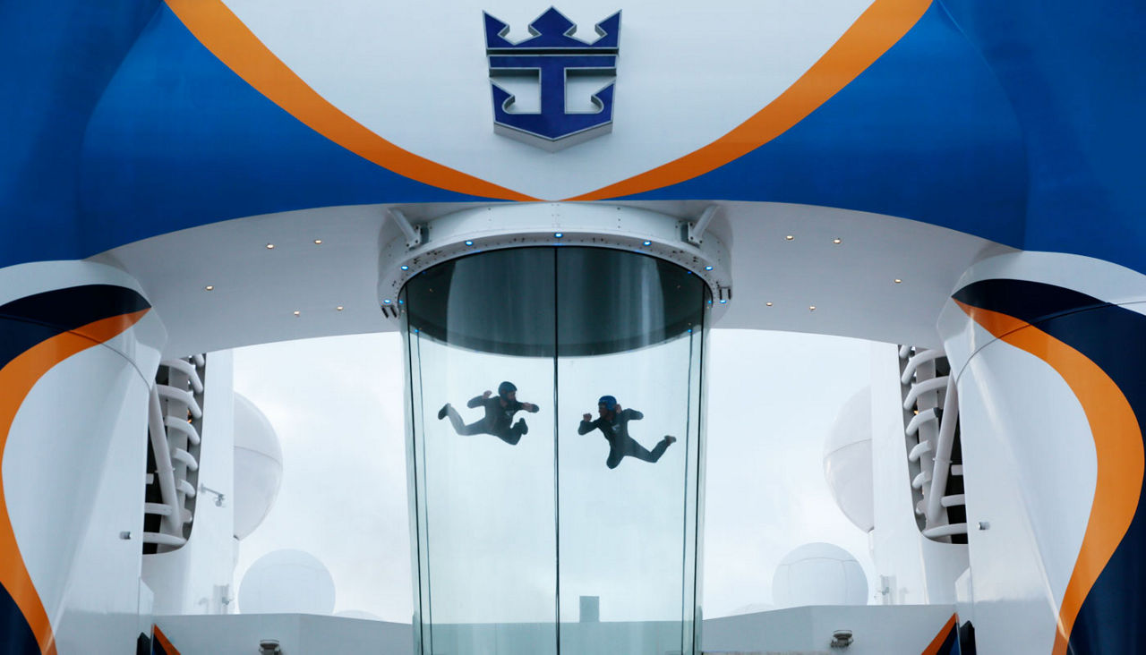 Ripcord by iFly on Royal Caribbean is a skydiving simulator 