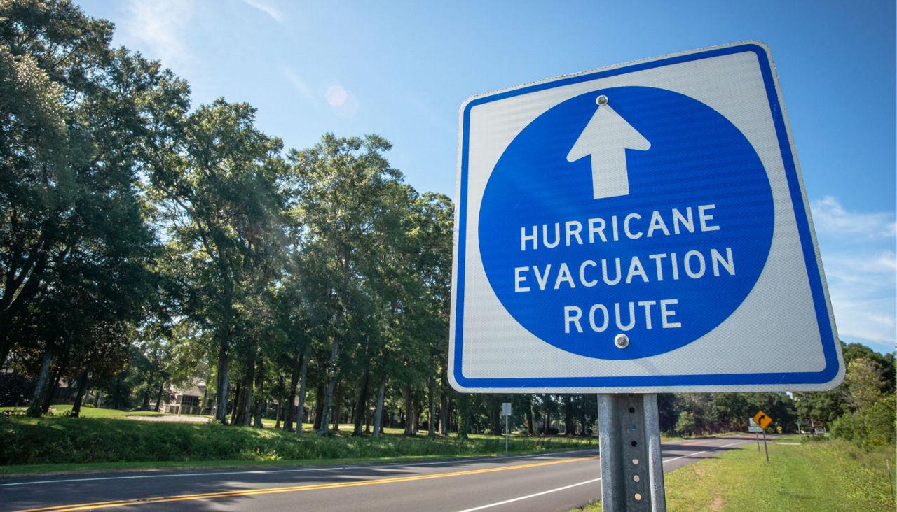 Hurricane evacuation route sign