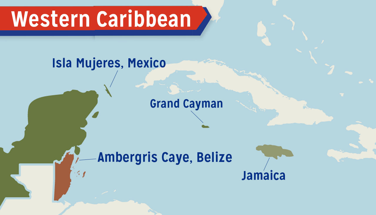 Western Caribbean map