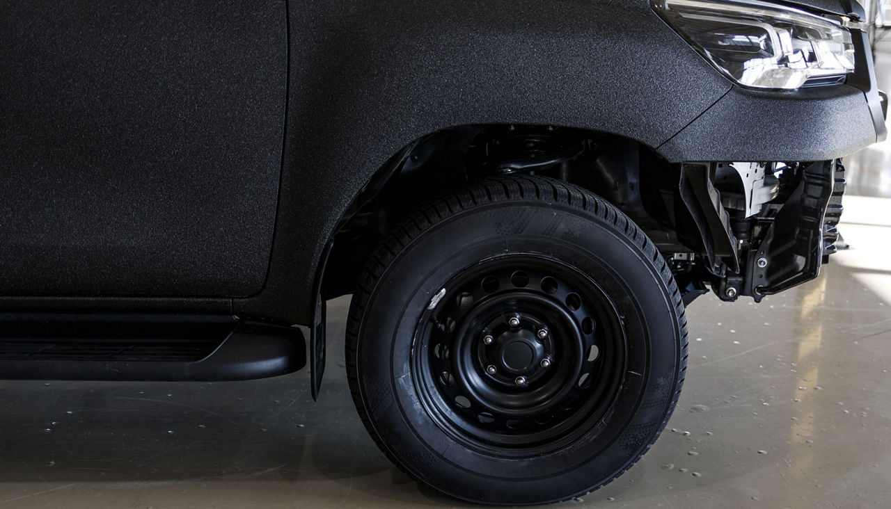 A grey matte painted truck