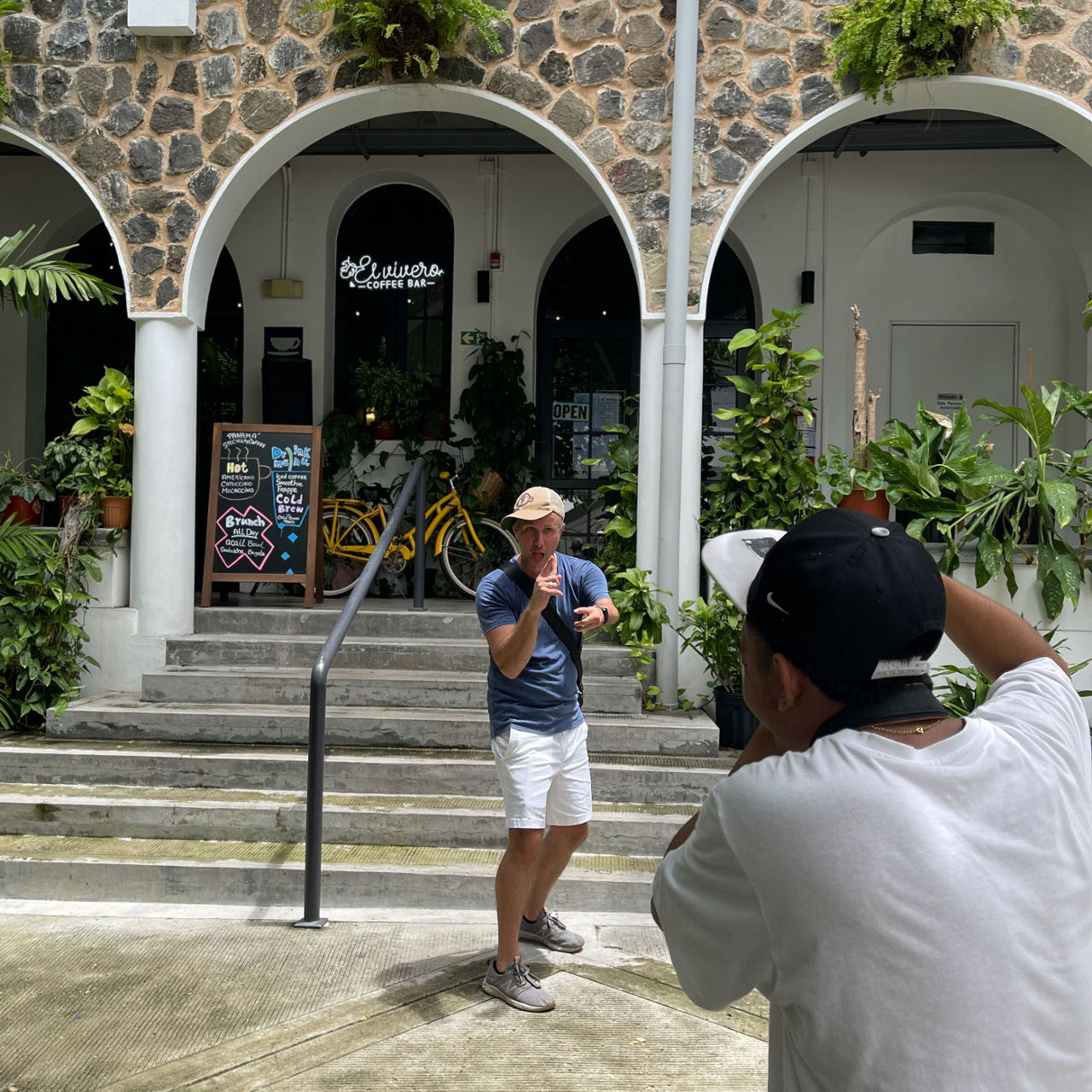 Michael posing for men in Panama