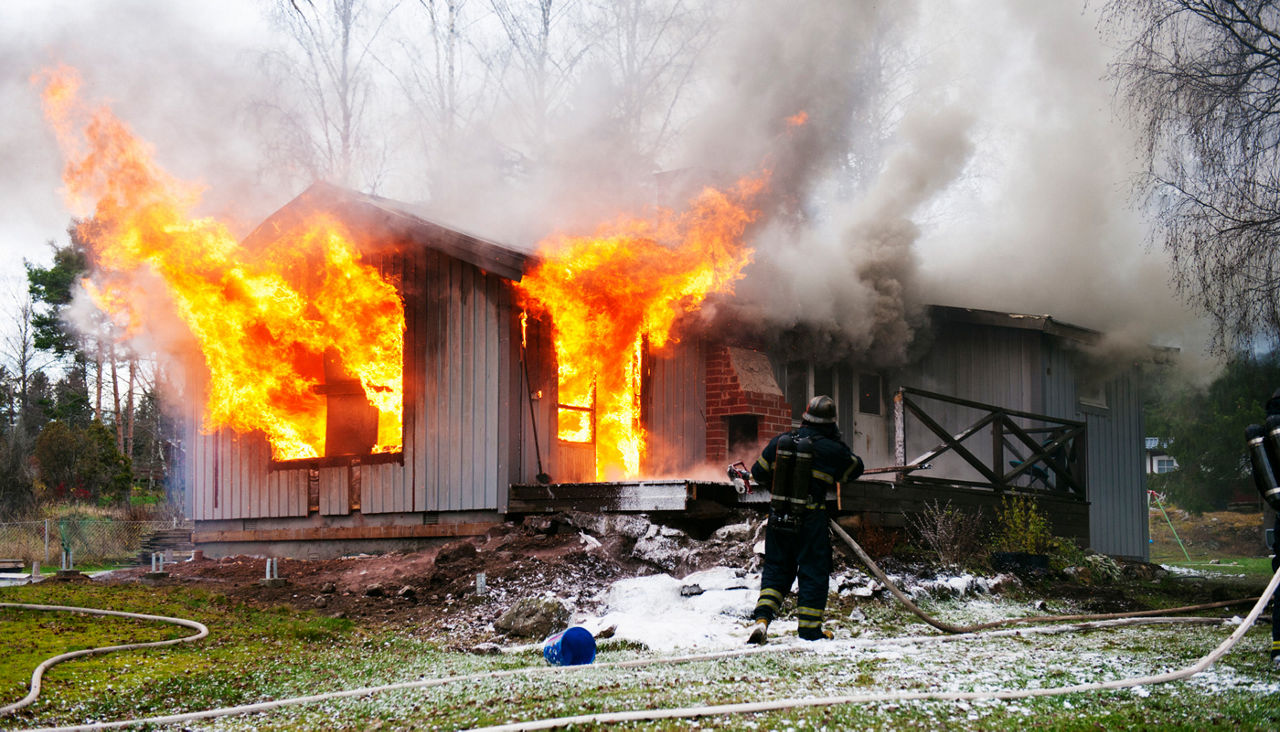 Fire fighter fighting fire