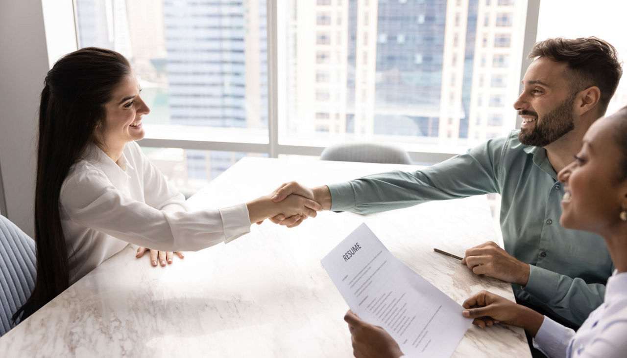 Successful job interview, recruitment, professional opportunities