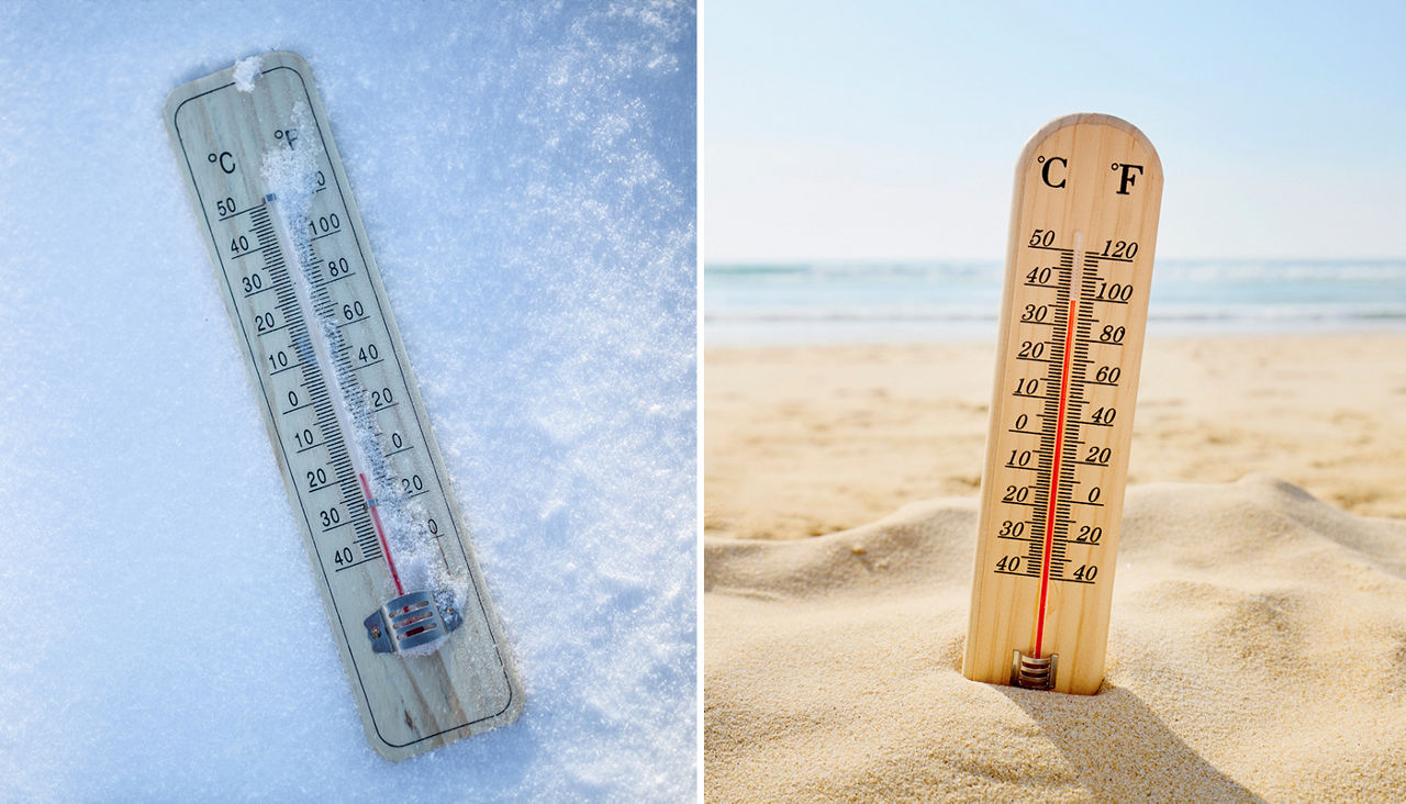 Side by side comparison of temperature gauges