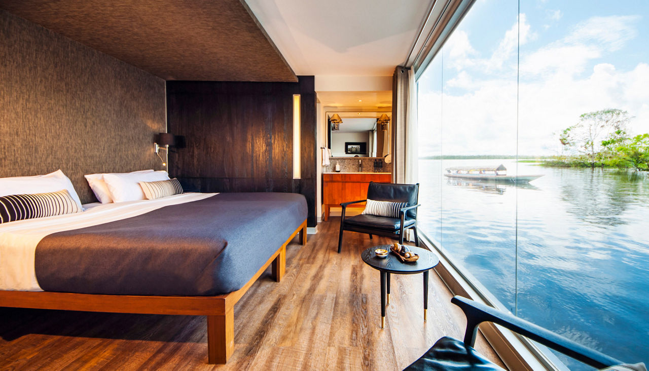 Double suite view on Aria Amazon river cruise