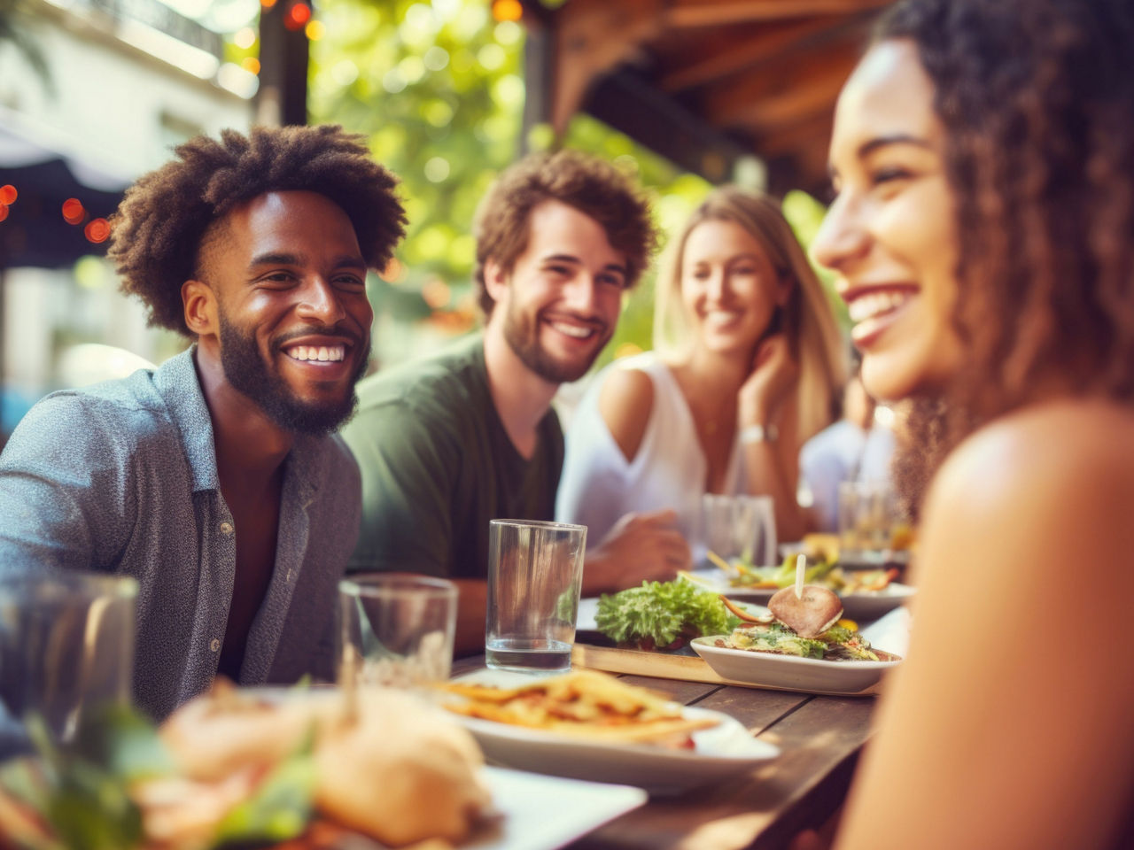 Friends dining out