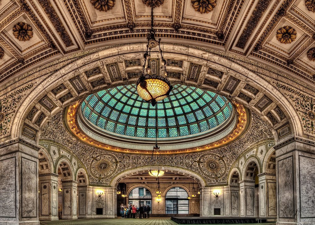 Tiffany stained-glass dome in the Chicago Cultural Center