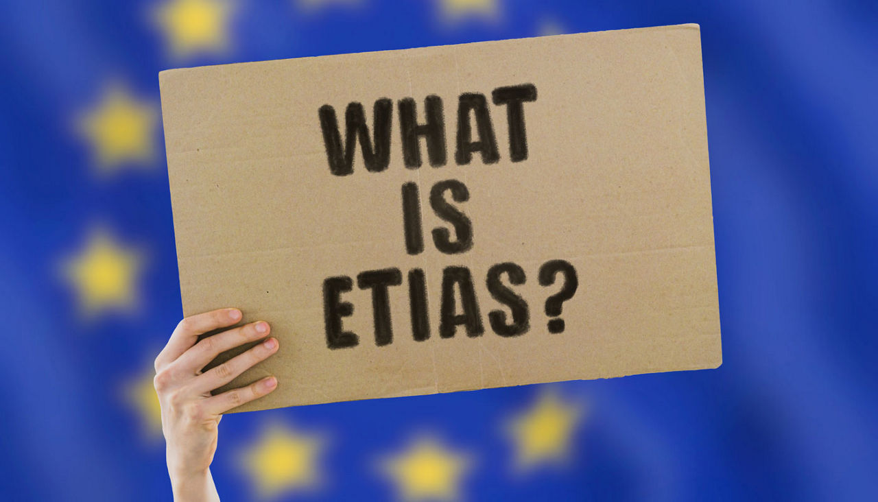 What is ETIAS written on a board for European Travel