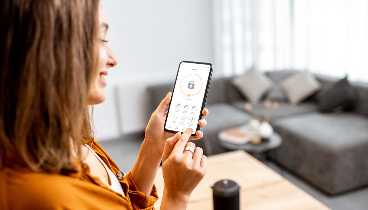 Woman on her smartphone connecting to service