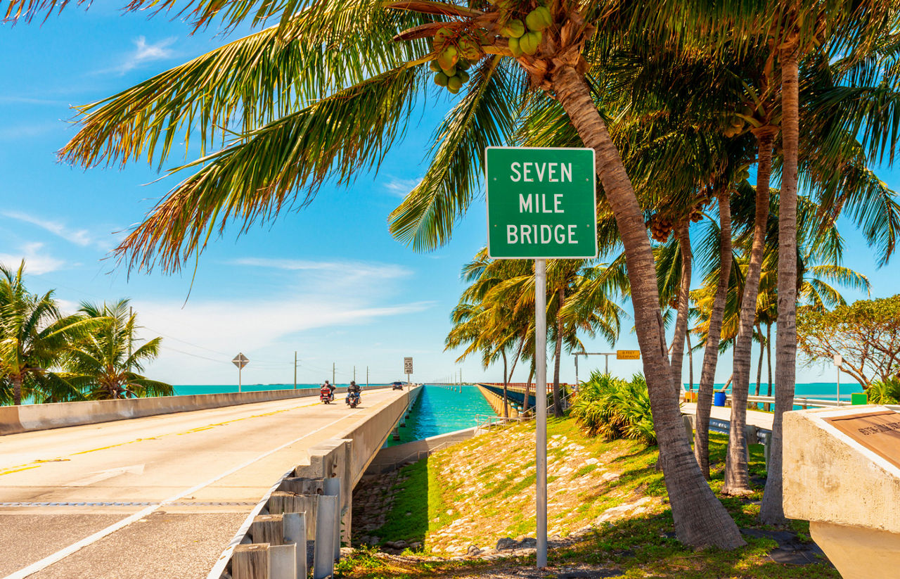 Entrance Sign to Seven Mile Bridge Florida Keys USA