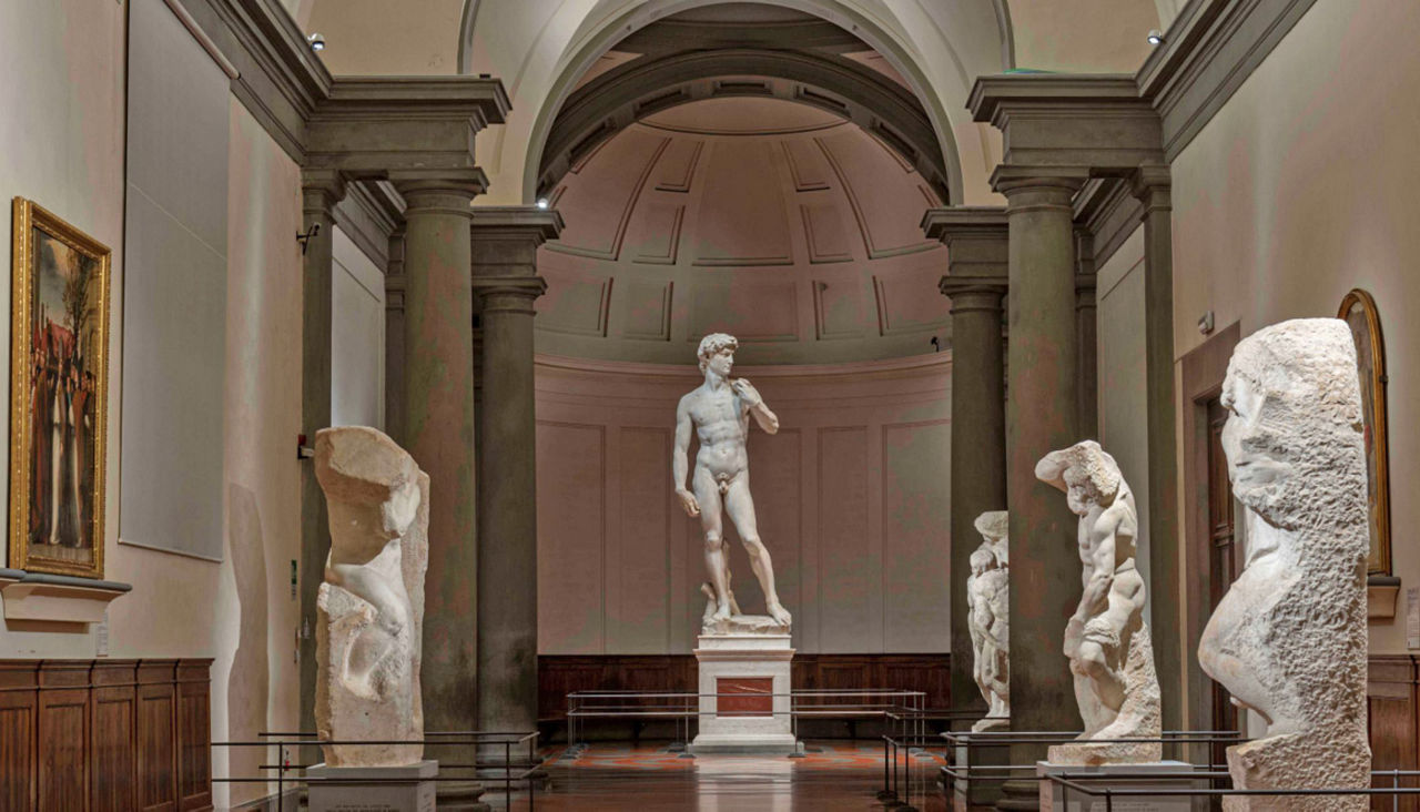 Marble statue of David in Galleria dell’Accademia di Firenze