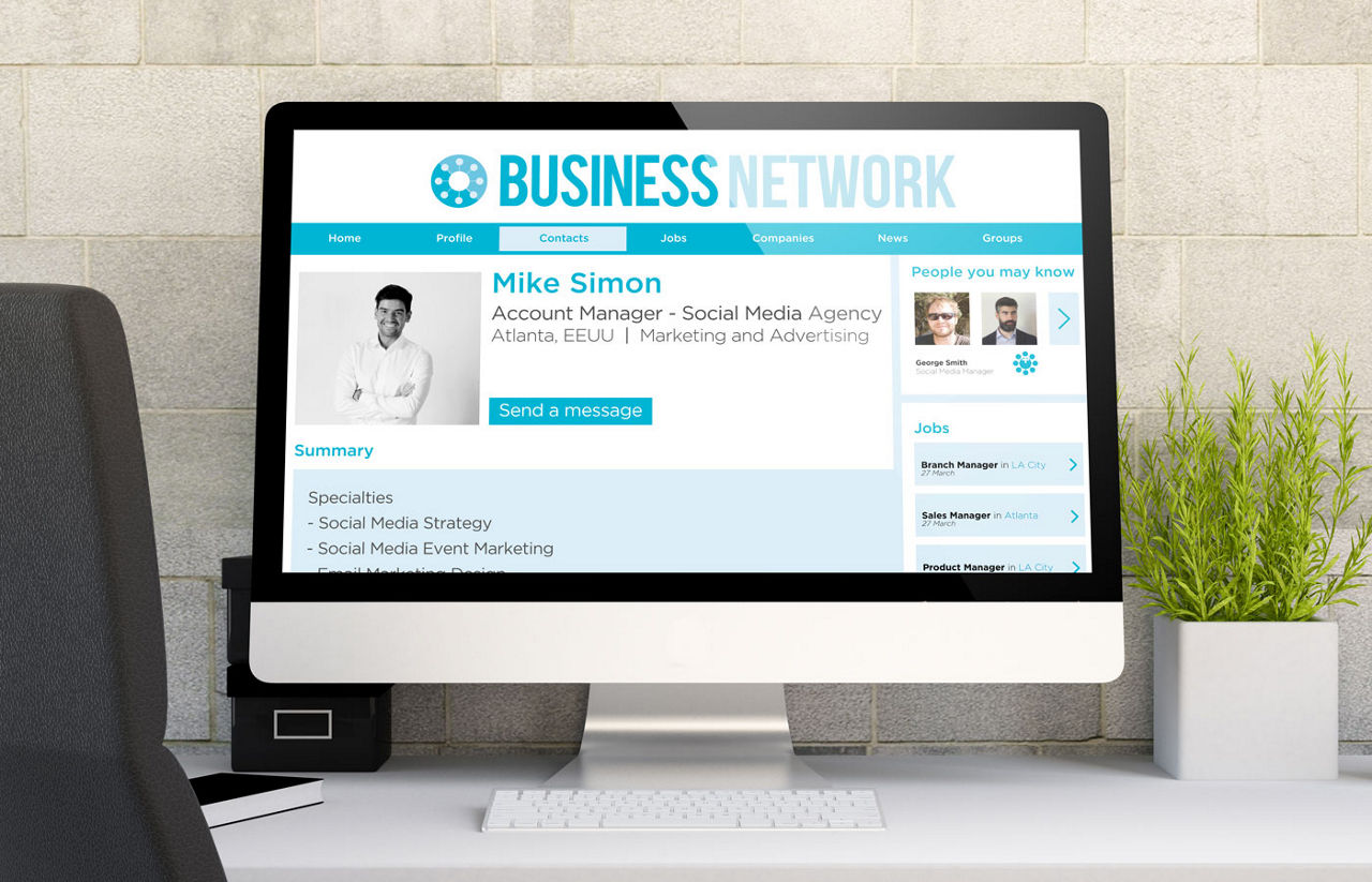workspace with business network responsive web