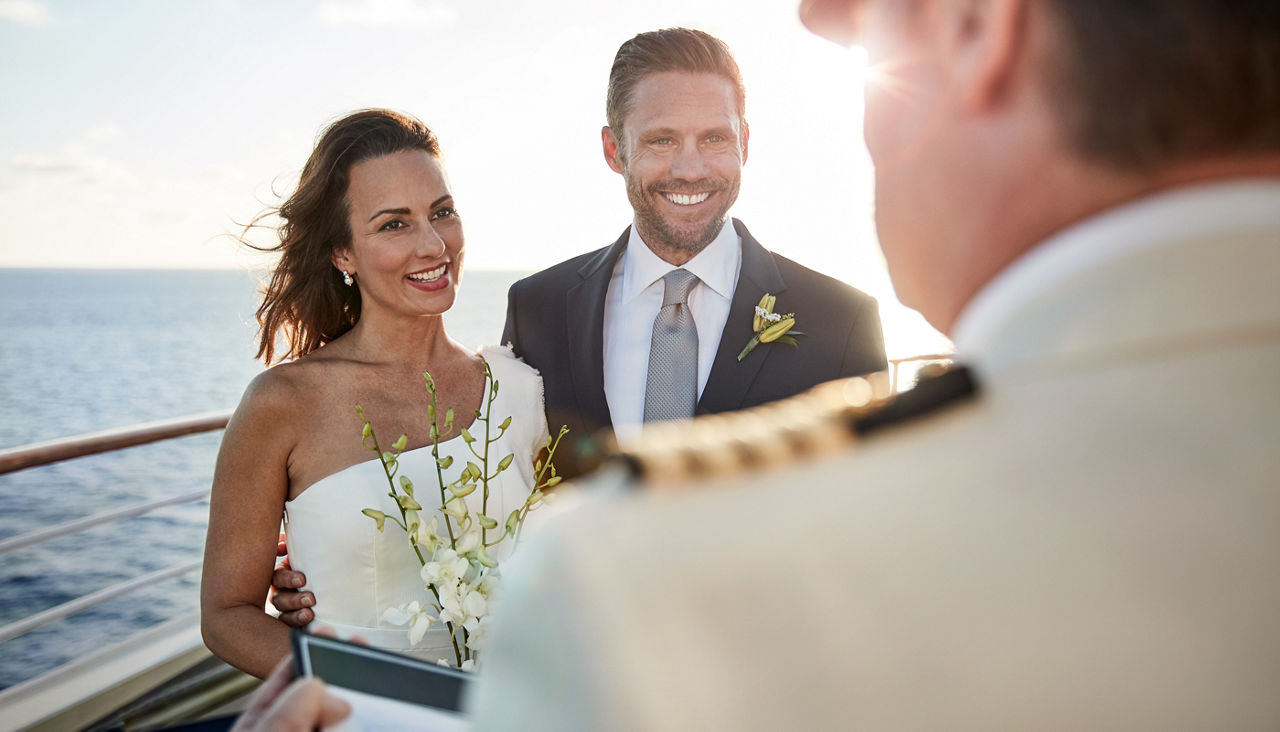 Couple renewing their wedding vows on Princess Cruises