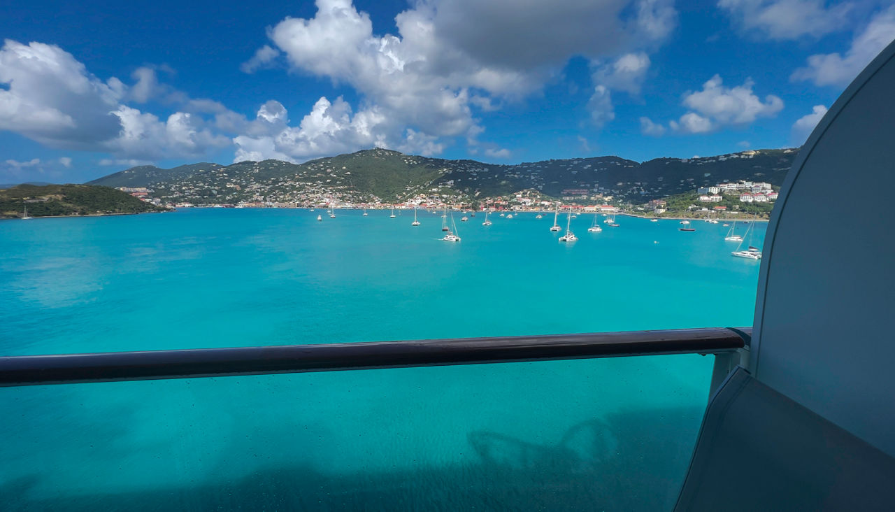 St Thomas from the balcony of a cruise ship