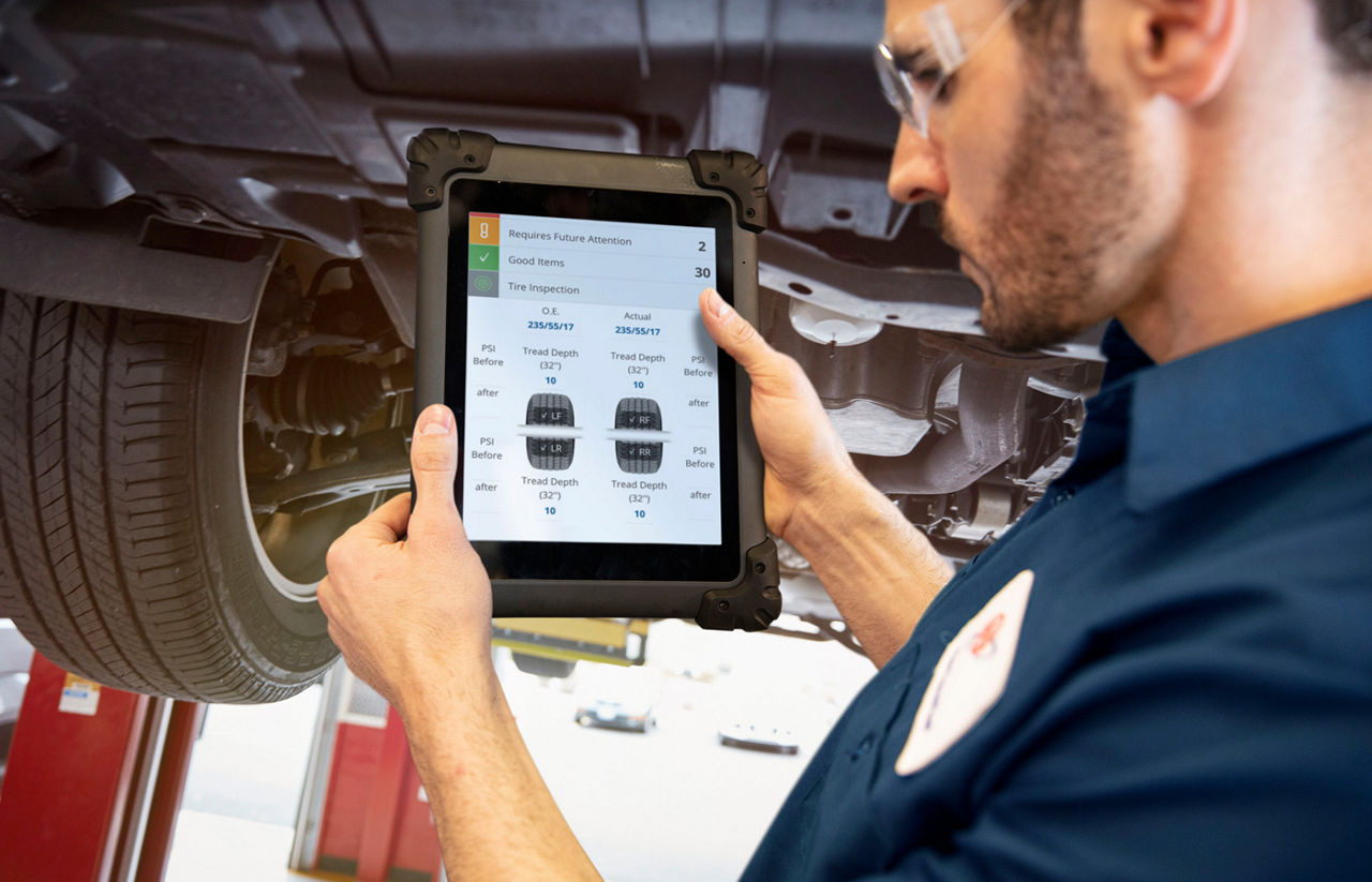 Car Care tech showing DVI display