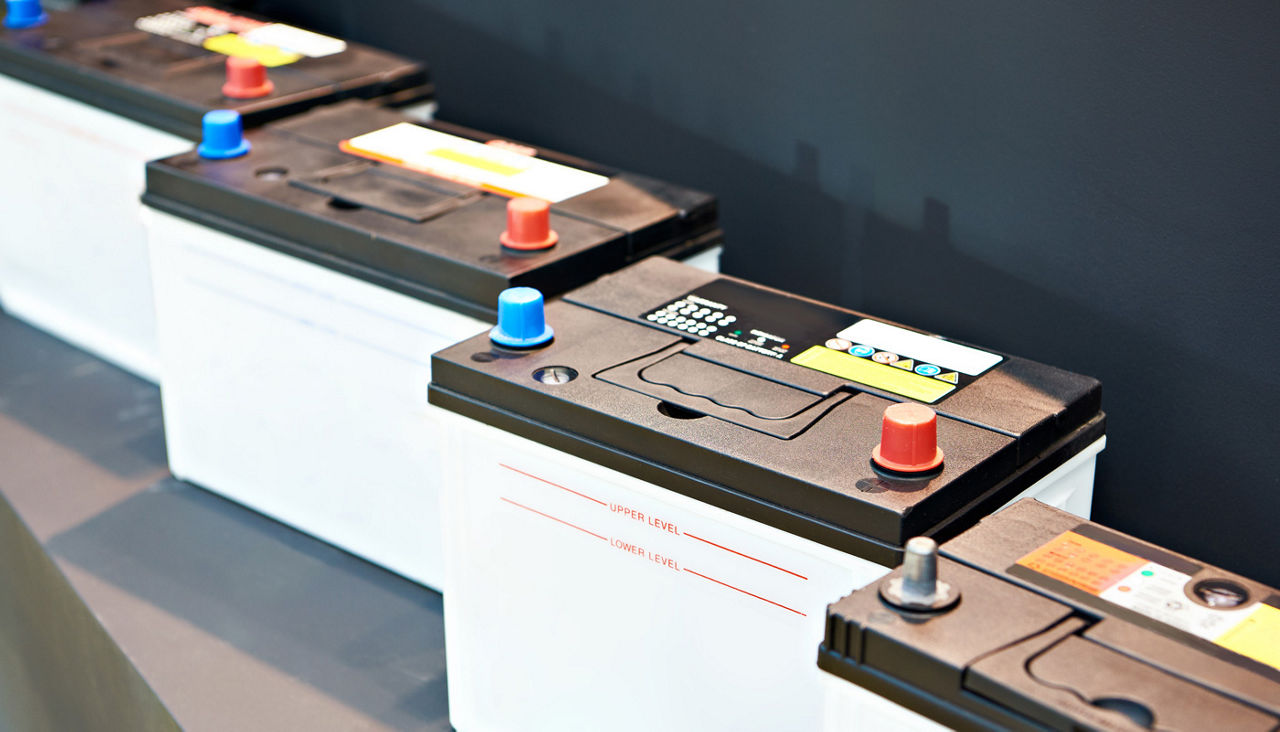 Cars lead acid batteries in store