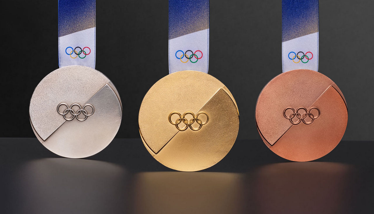 Display of 3 medals for Winter Olympics