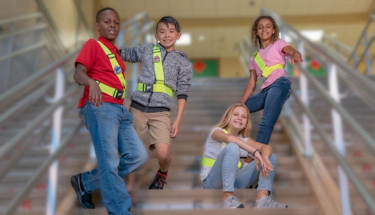 Group of Safety Patrollers on school steps