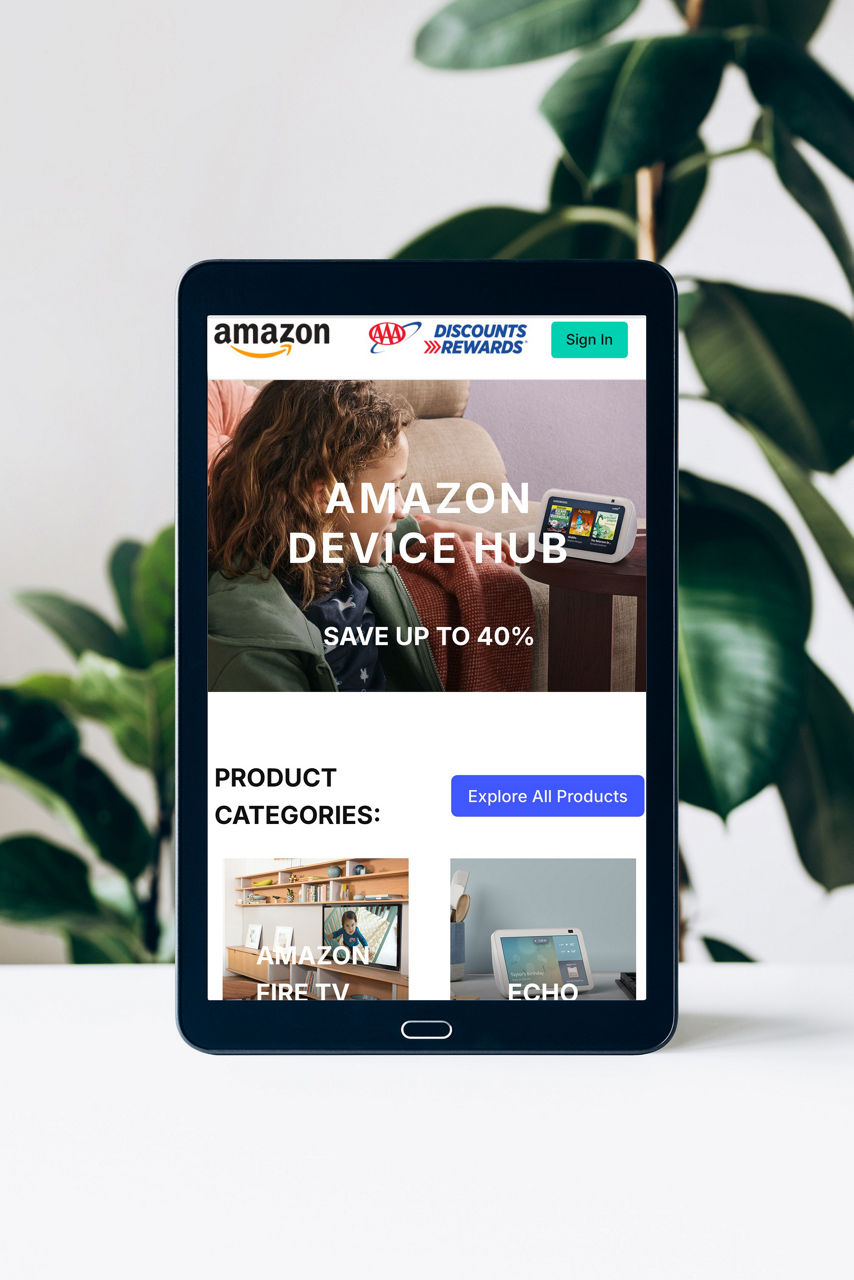 Amazon Device Hub on tablet