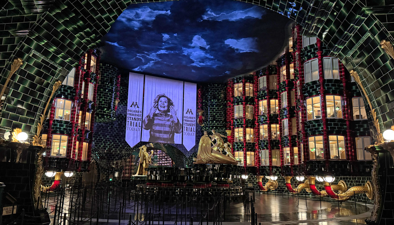 Inside the hall of Harry Potter and the Battle at the Ministry