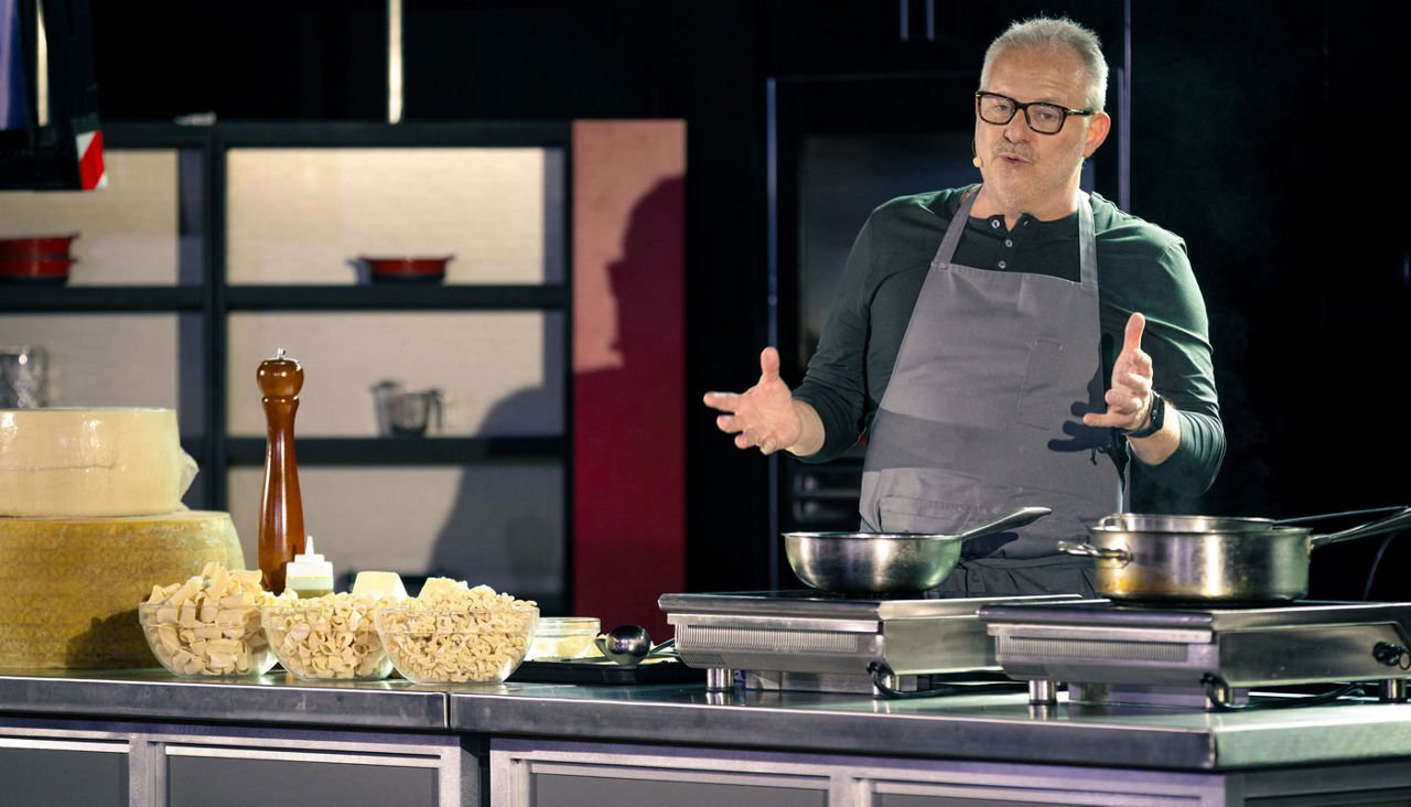 Luxury cooking demo on board Holland America World cruise