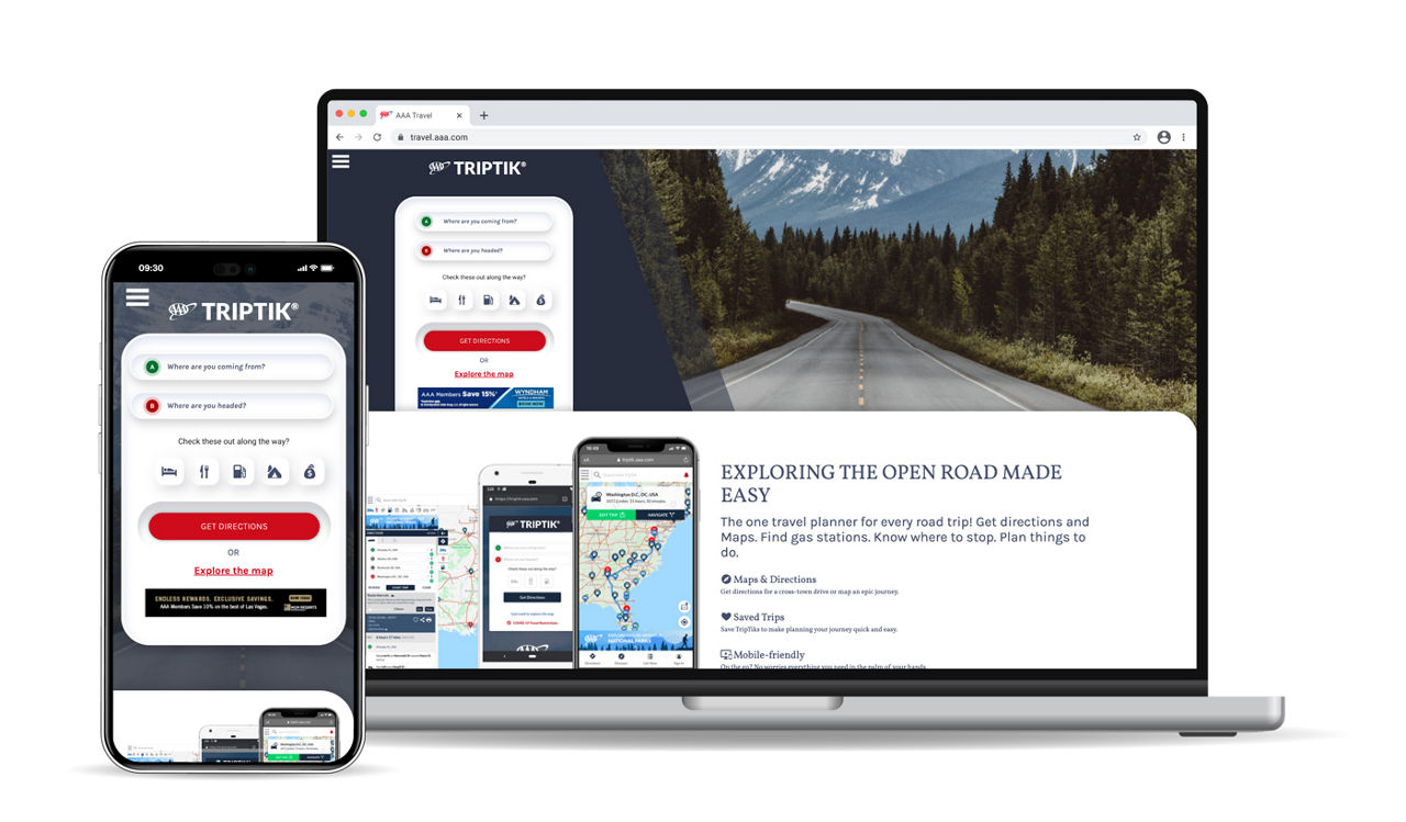 TripTik shown on mobile phone and laptop