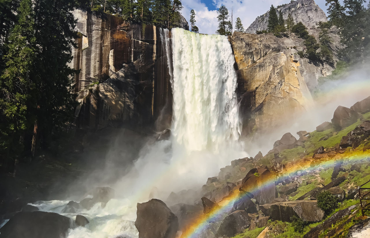 Waterfall with rainbow, Vernal falls, Yosemite national park