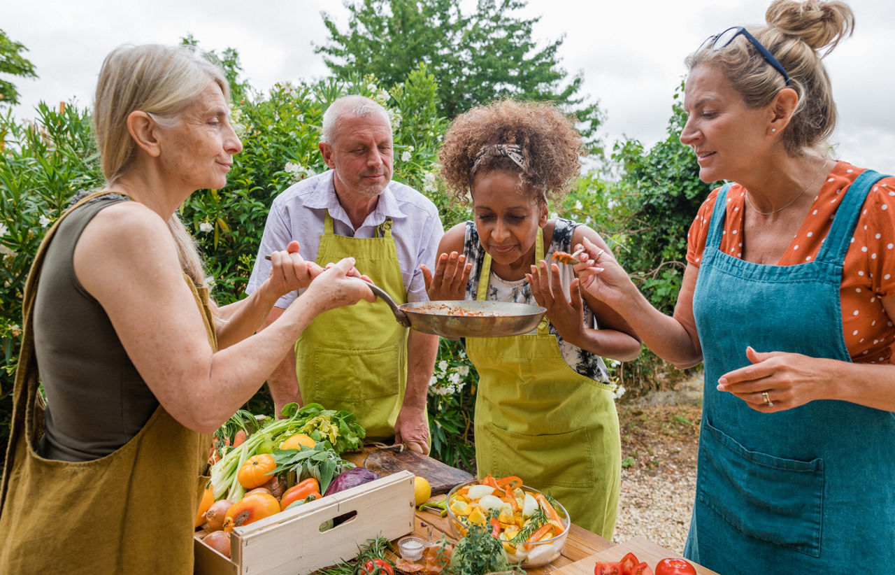 Guests enjoying a culinary retreat