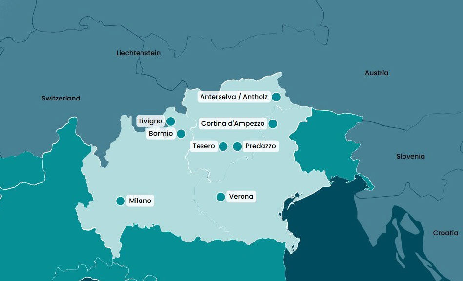 Map of where the Winter Olympics 2026 are