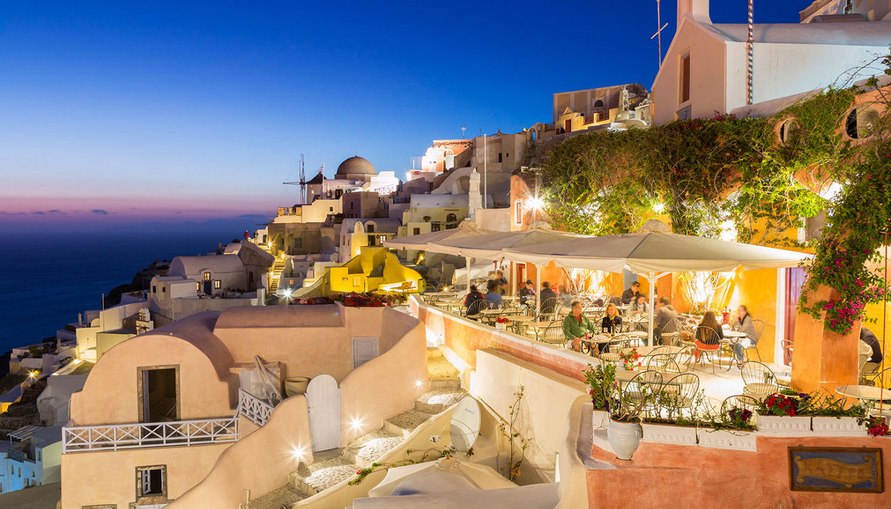 Sparkling lights in Santorini, Greece