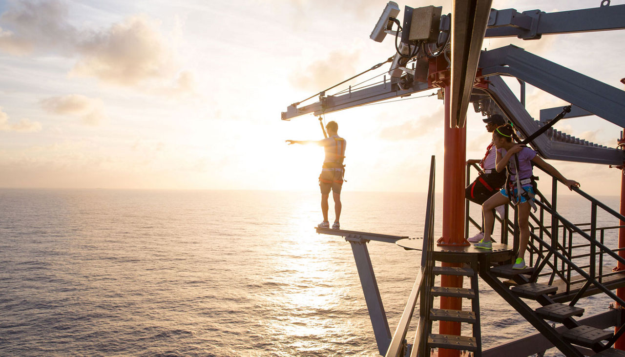 The Plank Walk is part of a ropes course located on the Norwegian Cruise Line’s Escape, Breakaway and Getaway ships
