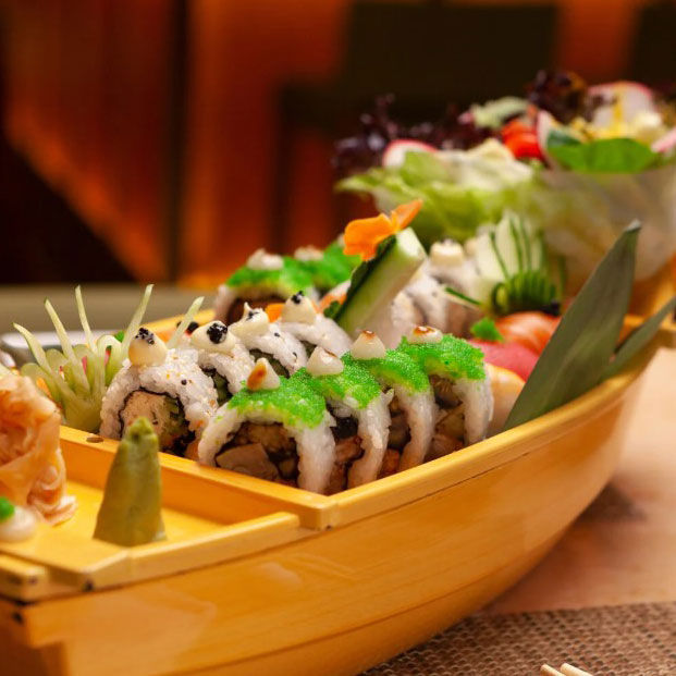 Bonsai Sushi plate on board Carnival Jubilee