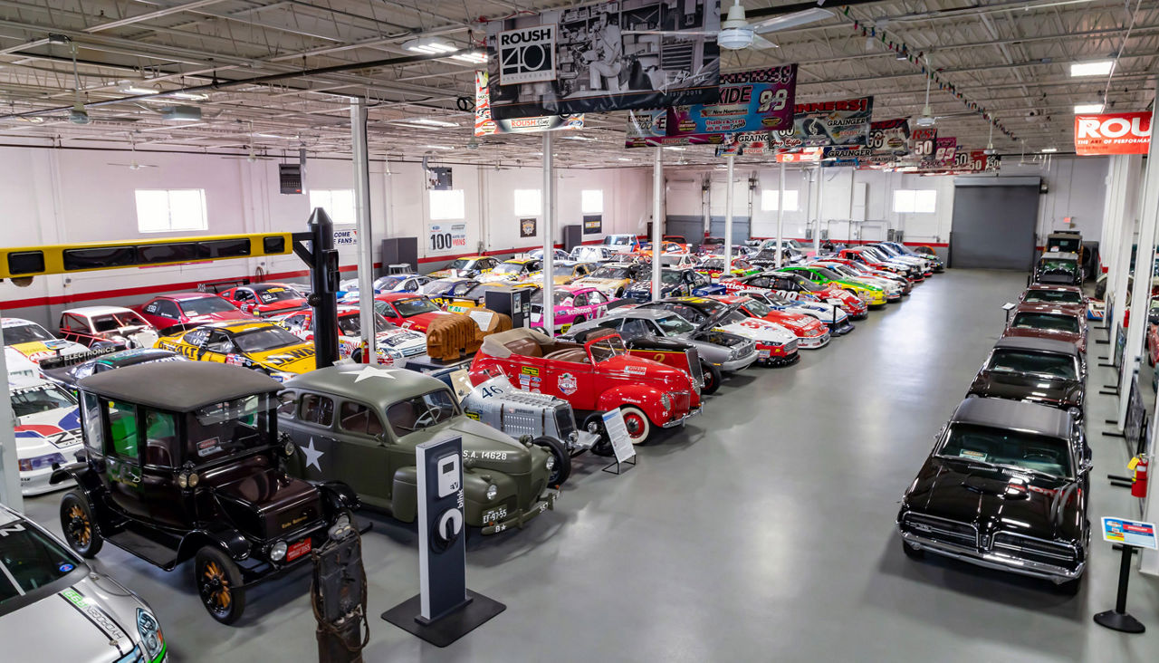 A view of the many cars in the Roush Automotive Collection