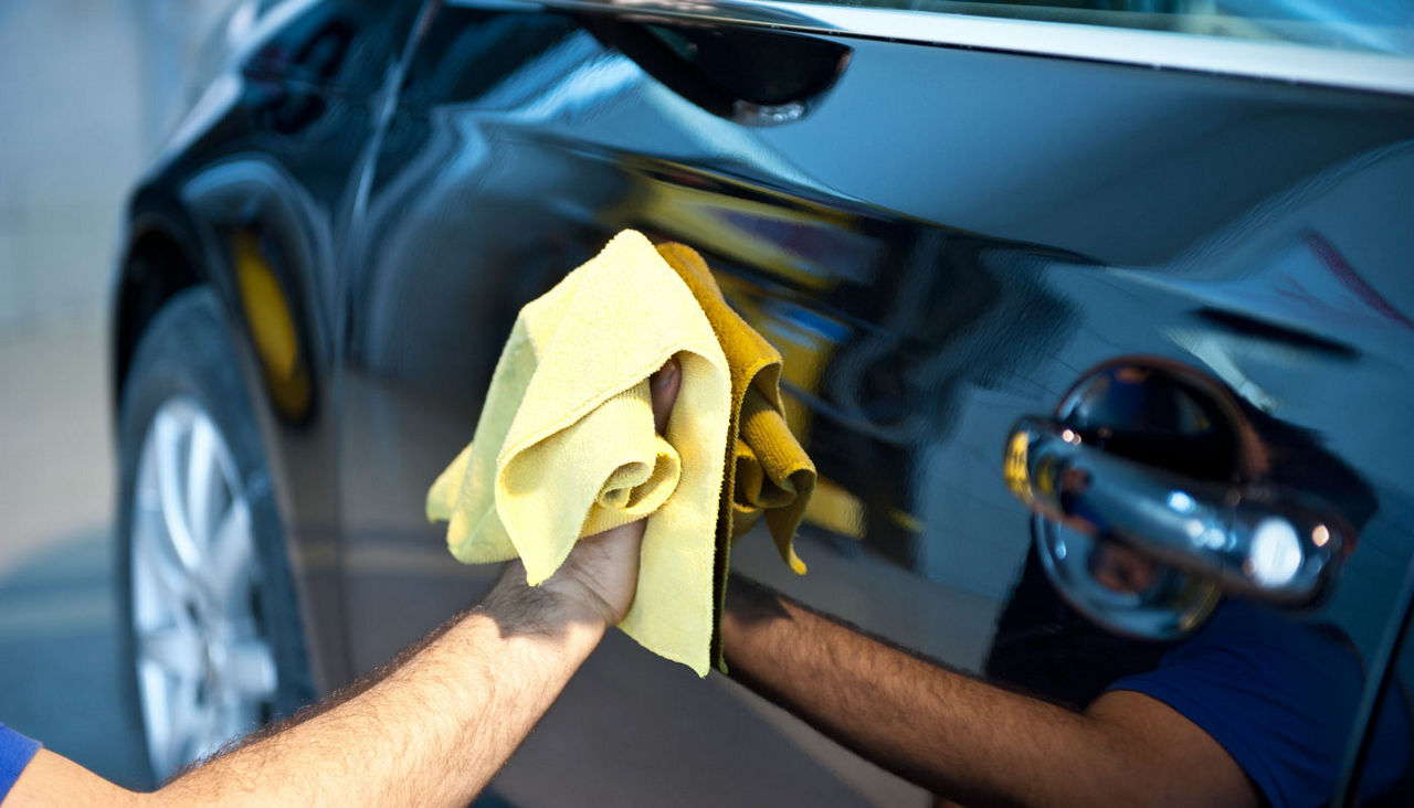 Polishing a car