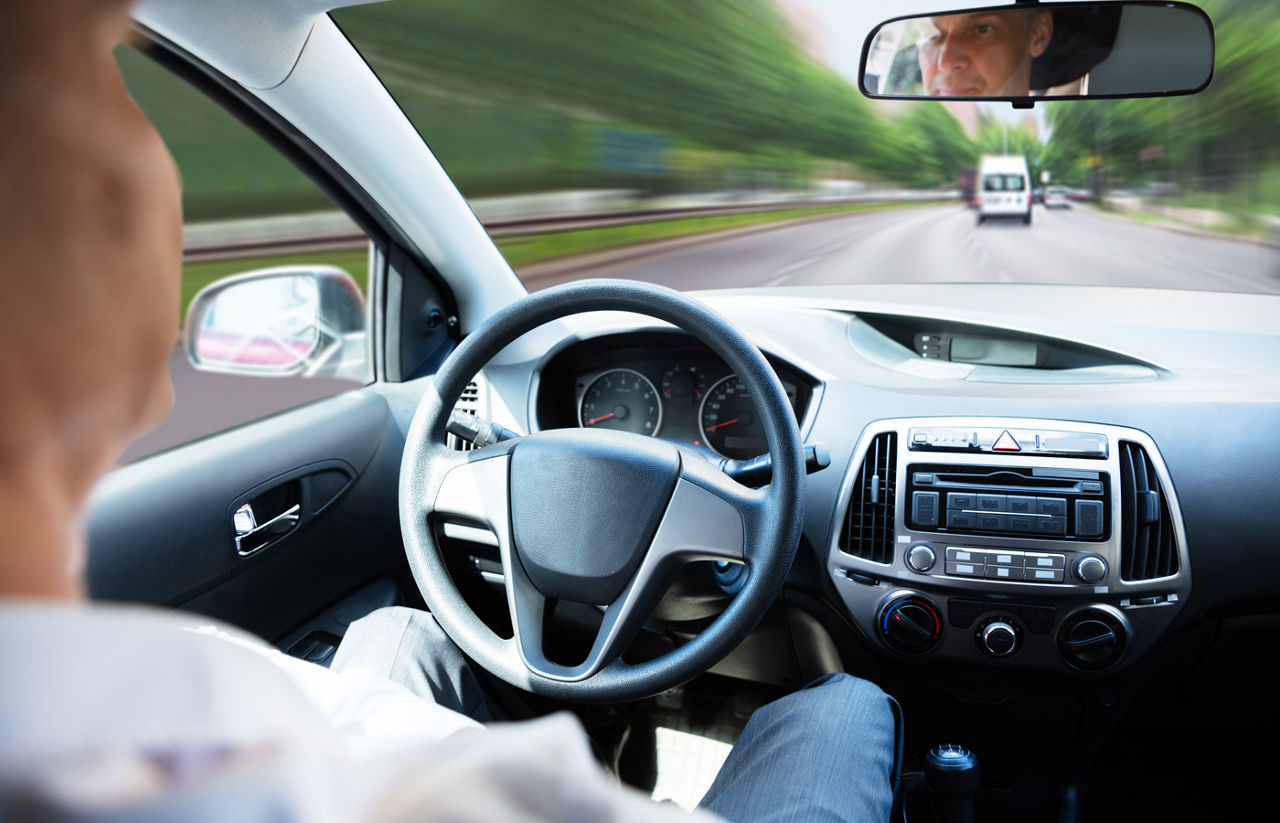 Man In Self Driving Car 