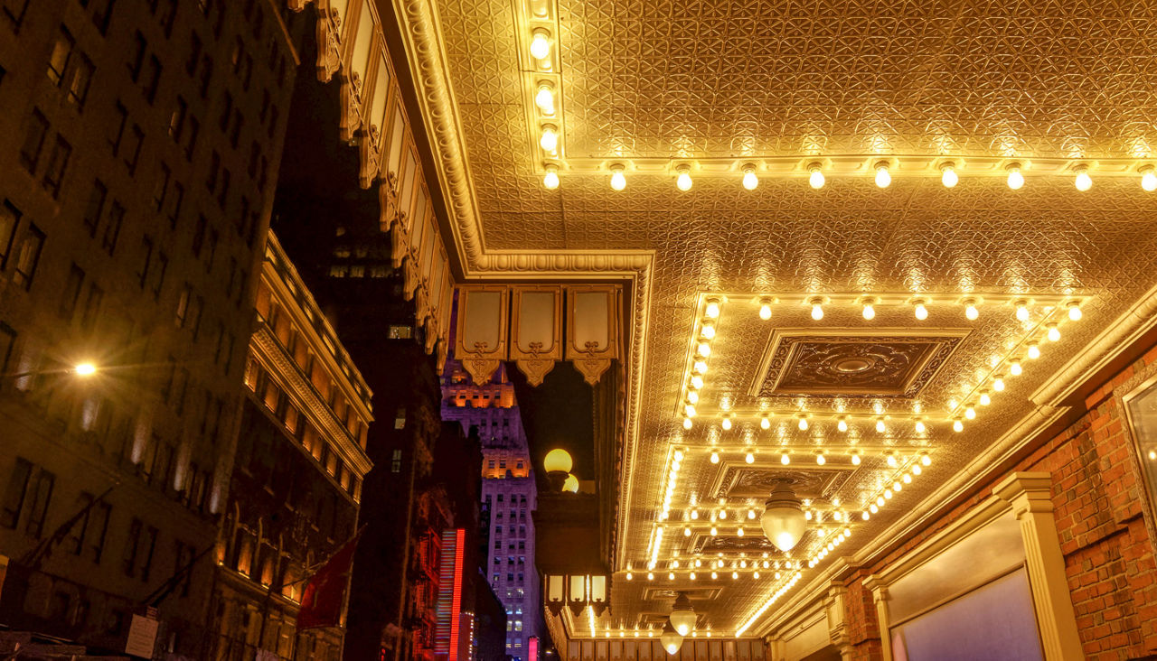 New-York close up of a Broadway theater entrance