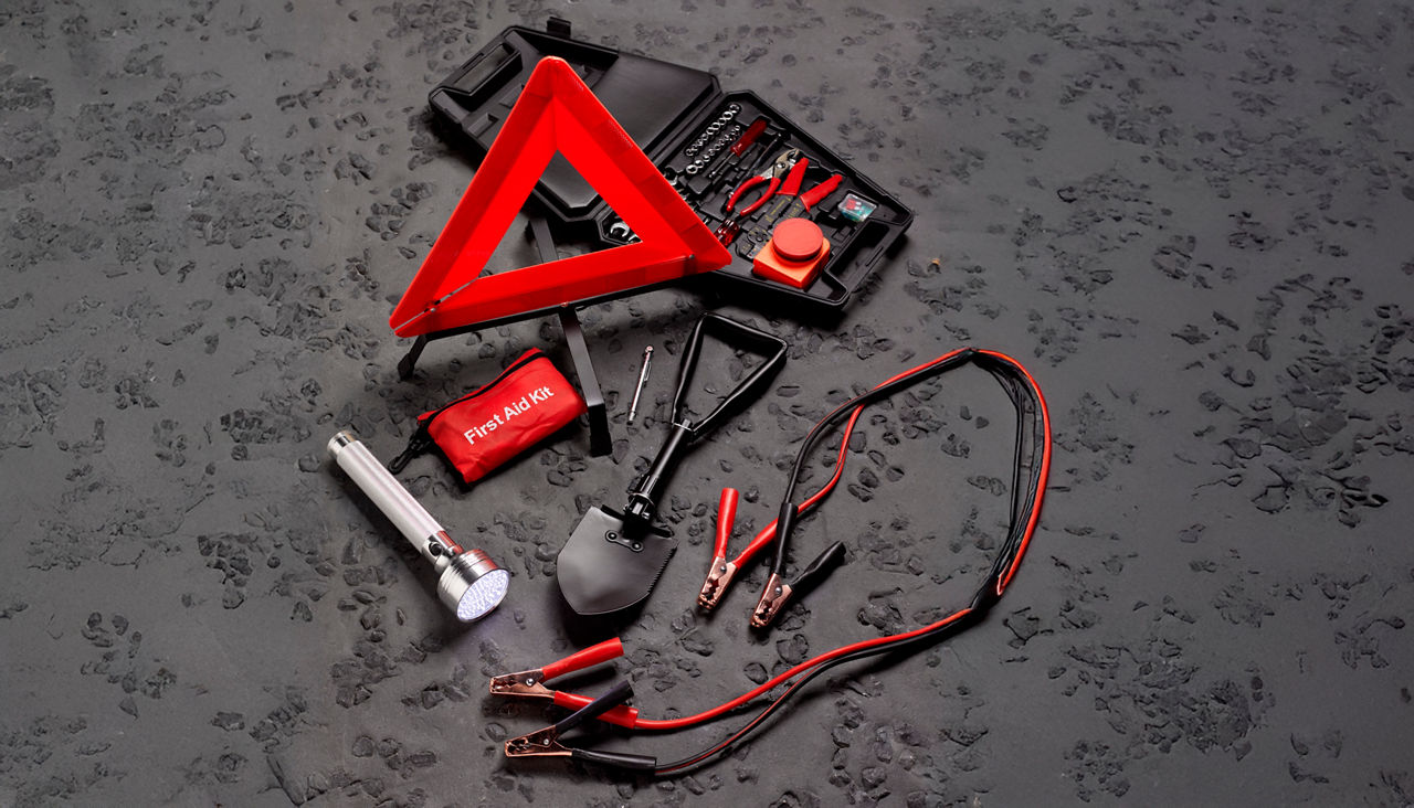 Roadside rescue tools on tarmac 