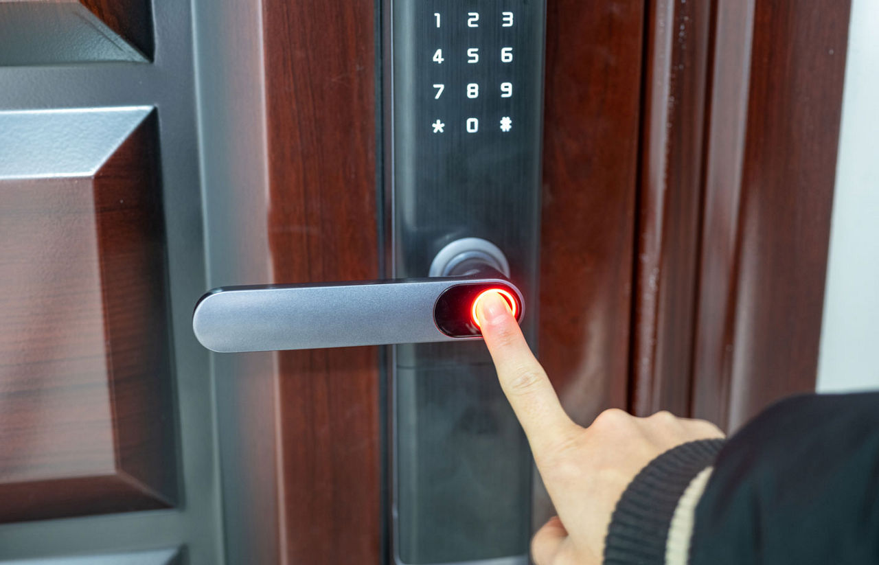 Smart home door lock with finger print recognition