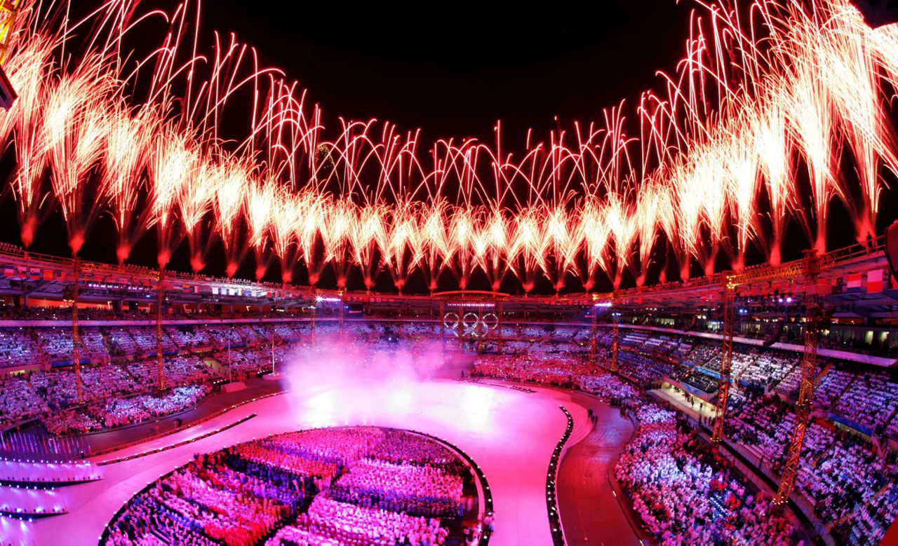 Rendering of the Olympic Opening Ceremonies at the San Siro Stadium 