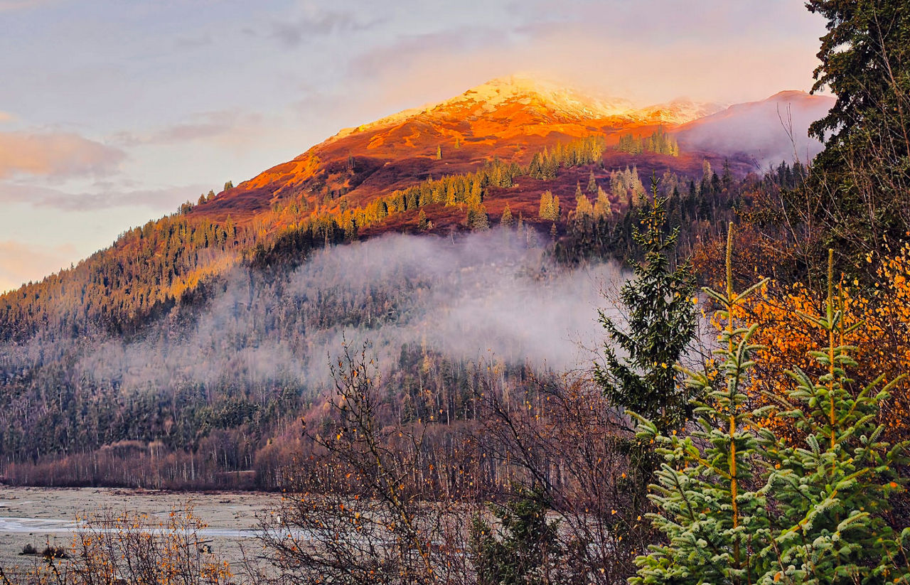 Scenic view of lake against sky during autumn,Mosquito Lake,Alaska