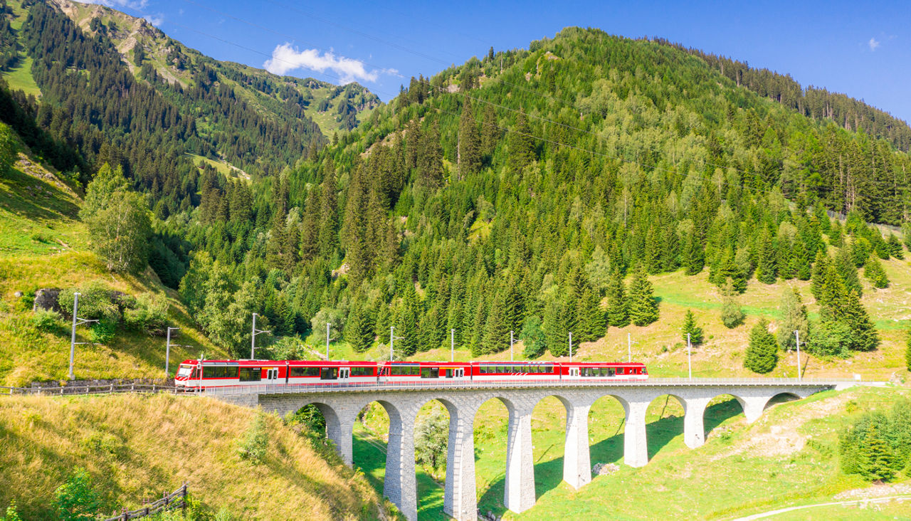 Glacier Express train in Switzerland