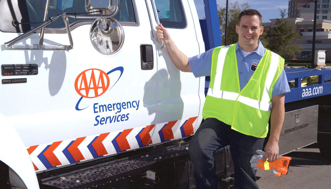 AAA tow truck and driver