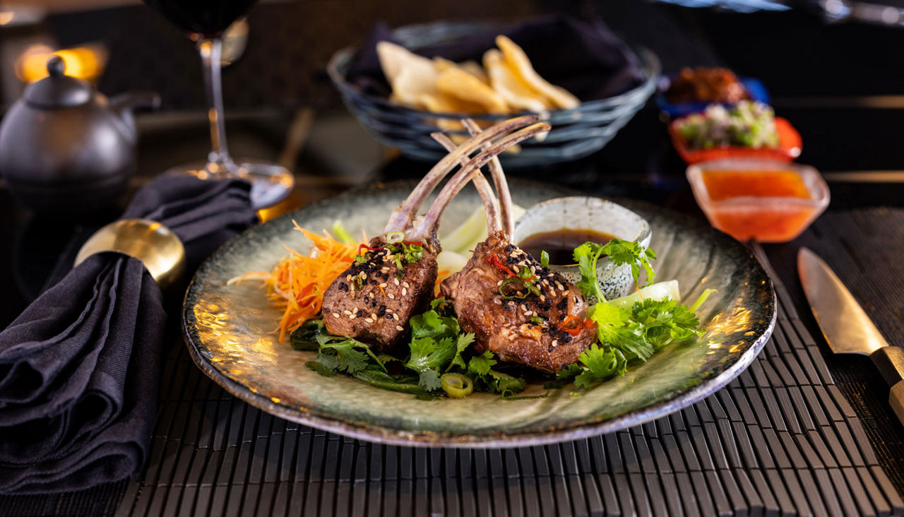Tamarind Mongolian Beef Lamb Chops on world cruise