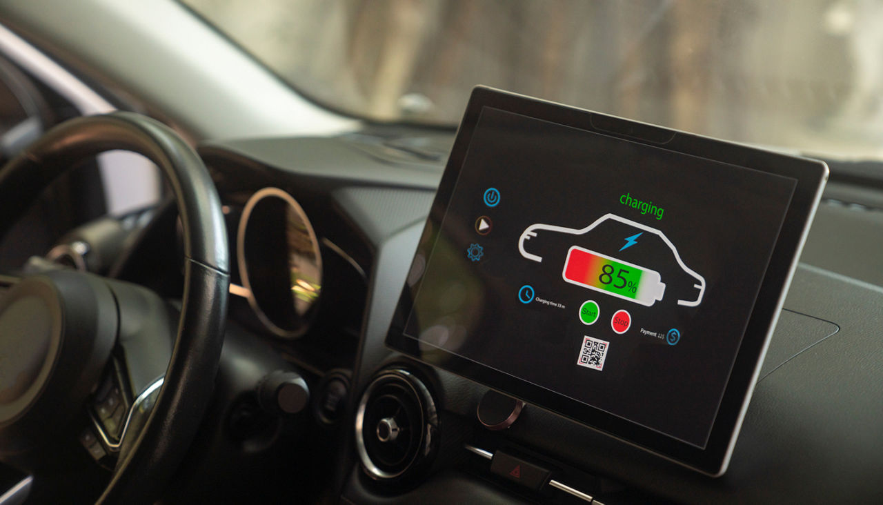 battery charge level in the electric car